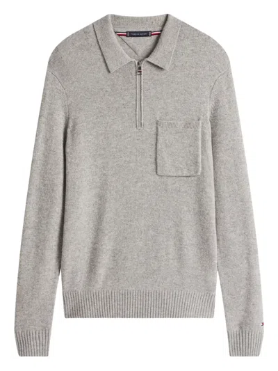 Tommy Hilfiger Chest-pocket Polo Shirt In Gray