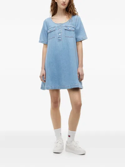 Tommy Hilfiger Chest-pocket Denim Mini Dress In Blue