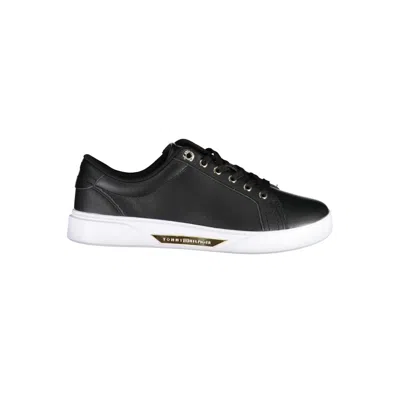 Tommy Hilfiger Chic Black Lace-up Sneakers With Contrast Sole