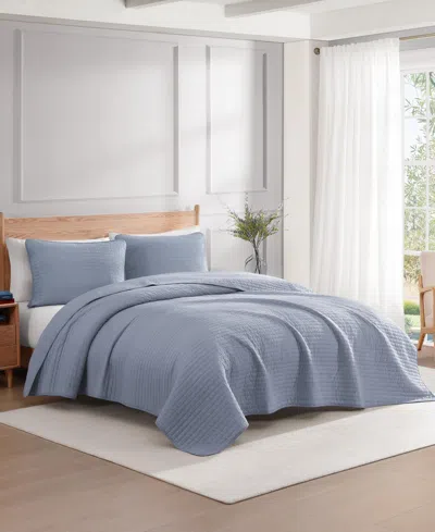 Tommy Hilfiger Christopher Texture Cotton Reversible 3-pc. Quilt Set, King In Blue