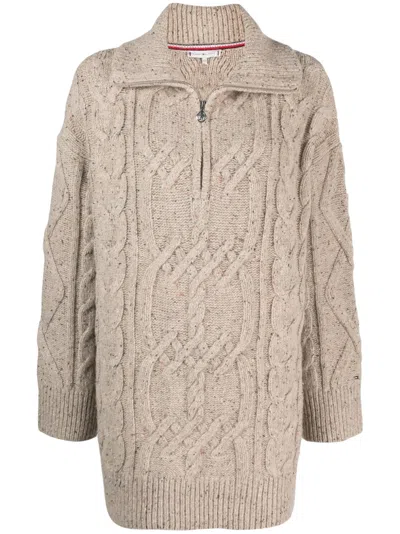Tommy Hilfiger Chunky Cable-knit Wool Blend Jumper In Neutrals