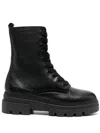 Tommy Hilfiger Chunky Lace-up Leather Ankle Boots In Bds Black