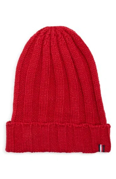 Tommy Hilfiger Chunky Ribbed Knit Cuff Beanie In Red