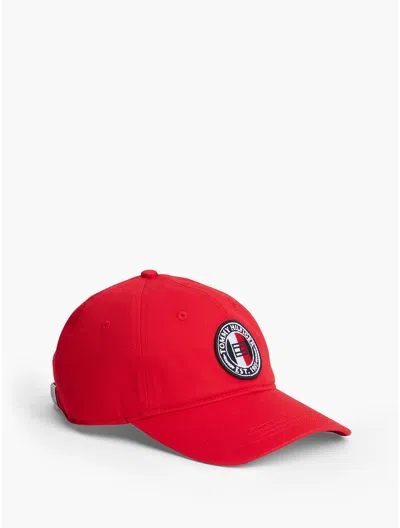 Tommy Hilfiger Circle Logo Patch Baseball Cap In Apple Red