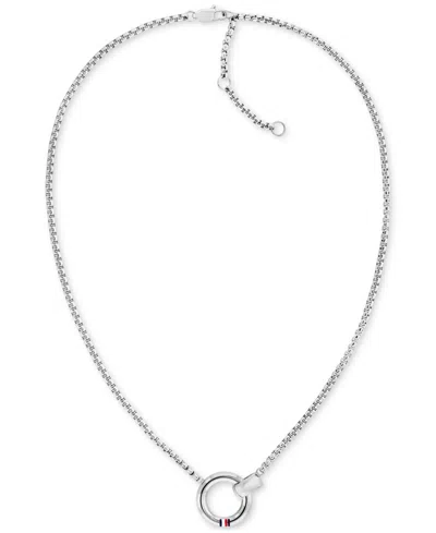 Tommy Hilfiger Circle Pendant Necklace, 16" + 2" Extender In Silver