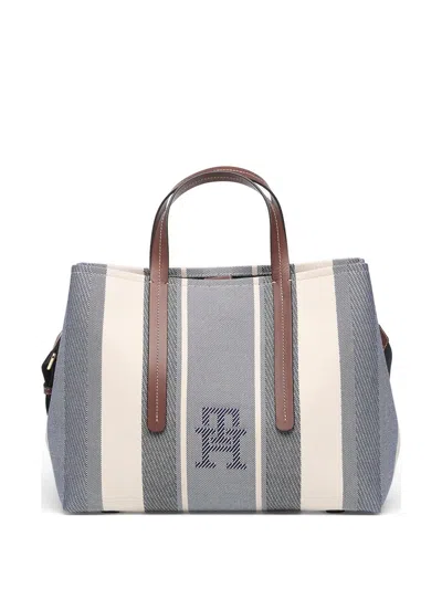Tommy Hilfiger City Th Monogram Large Jacquard Satchel Tote Bag In Blue