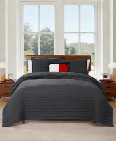 Tommy Hilfiger Classic Comfort Washed Microfiber Quilt Sets In Gray