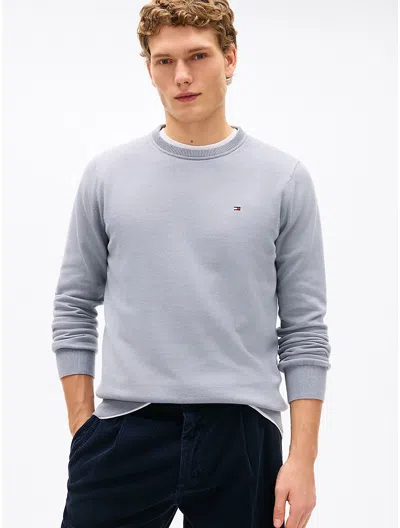 Tommy Hilfiger Solid Logo Crewneck Sweater In Rich Grey