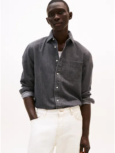 Tommy Hilfiger Classic Denim Shirt In Gray