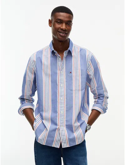 Tommy Hilfiger Classic Fit Multistripe Oxford Shirt In Blue