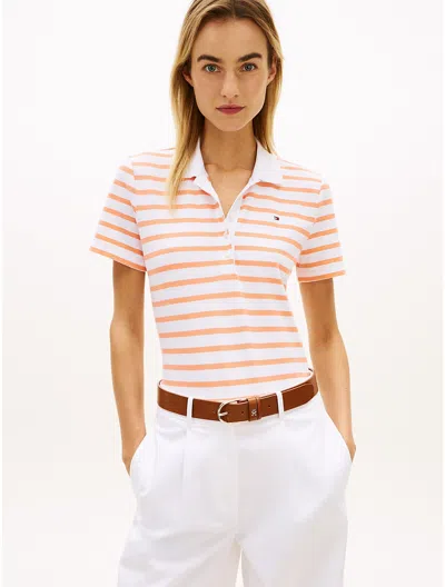 Tommy Hilfiger Classic Fit Stripe Stretch Pique Polo In Neutral