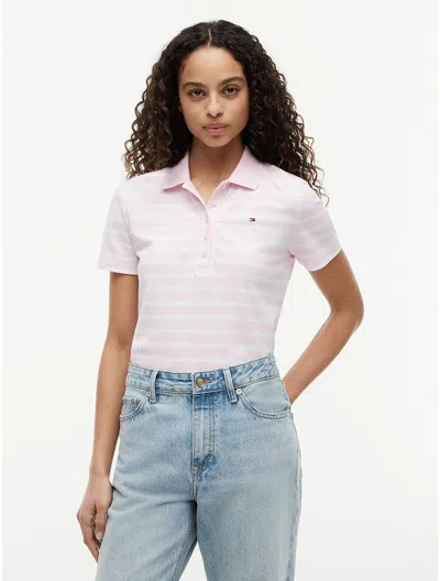 Tommy Hilfiger Classic Fit Striped Stretch Pique Polo In Pink