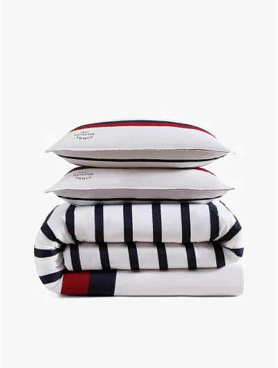 Tommy Hilfiger Classic Stripe Print Comforter Set In Black