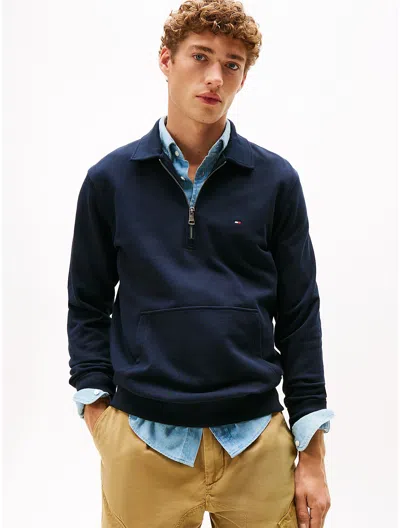 Tommy Hilfiger Classic Zip Polo Sweatshirt In Blue