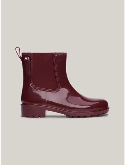 Tommy Hilfiger Women's Dipit Lug Sole Chelsea Rain Boots In Deep Rouge