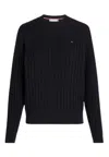 Tommy Hilfiger Relaxed-fit Sweater In Woven Knit In Blu Blu E Verdi