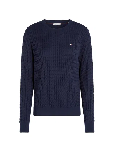 Tommy Hilfiger Co Cable Fine Gg C-nk Ls Sweater In Blue