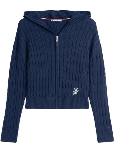 Tommy Hilfiger Co Cable Mid Gg Ls Zip Hoody Clothing In Blue