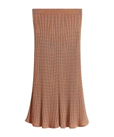 Tommy Hilfiger Coarse Knitted Mid-length Skirt In Brown