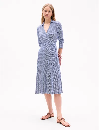 Tommy Hilfiger Cobblestone Print Wrap Shirtdress In Anchor Blue