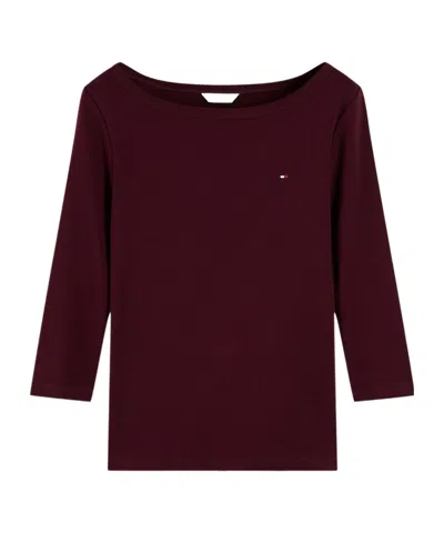 Tommy Hilfiger Cody Slim Boat Neck Long-sleeve T-shirt In Brown
