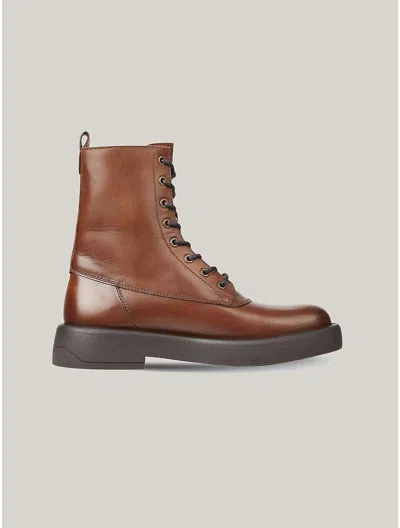 Tommy Hilfiger Cognac Leather Boot In Winter Cognac