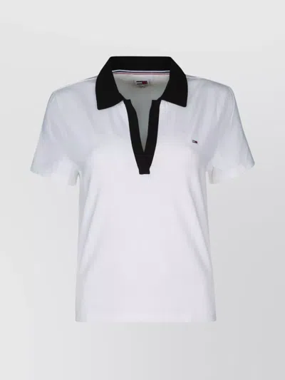 Tommy Hilfiger Collar Contrast Short Sleeves Polo In White