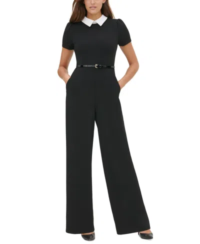 Tommy Hilfiger Collared Belted Jumpsuit In Black