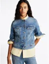 Tommy Hilfiger Collarless Denim Jacket In Medium Wash Denim