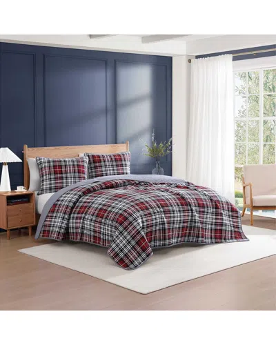 Tommy Hilfiger Collegiate Tartan Cotton Quilt Set In Blue