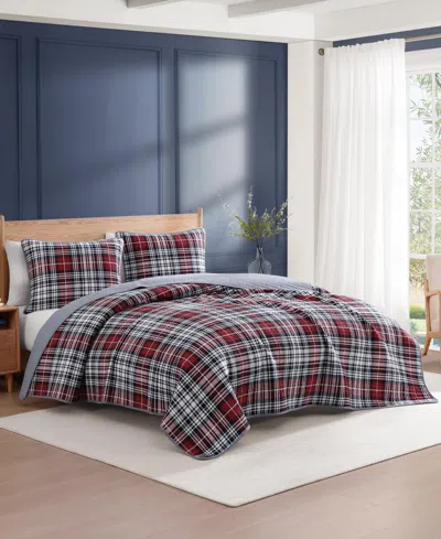 Tommy Hilfiger Collegiate Tartan Cotton Reversible 3-pc. Quilt Set, King In Gray