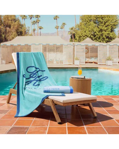 Tommy Hilfiger Colorblock Monogram Cotton Velour Beach Towel