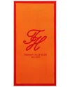 Tommy Hilfiger Colorblock Monogram Cotton Velour Beach Towel In Orange