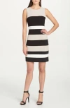 Tommy Hilfiger Colorblock Stripe Crepe Sheath Dress In Black
