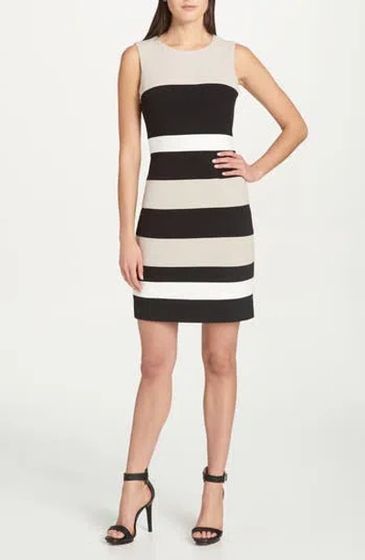Tommy Hilfiger Colorblock Stripe Crepe Sheath Dress In Black