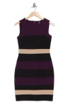 Tommy Hilfiger Colorblock Stripe Crepe Sheath Dress In Purple