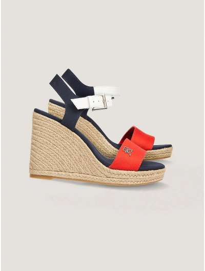 Tommy Hilfiger Colorblock Wedge Sandal In Red White Blue