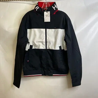 Pre-owned Tommy Hilfiger Colour-block Sail Bomber Jacket Men's Size M Navy Blue