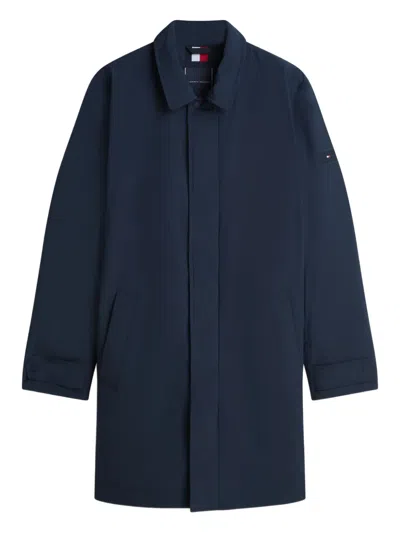 Tommy Hilfiger Concealed-fastening Collared Coat In Blue