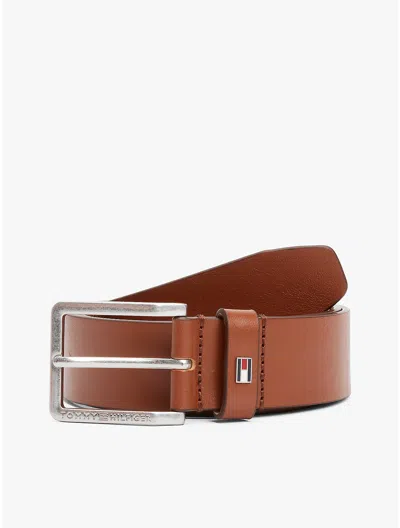 Tommy Hilfiger Contrast Buckle Leather Belt In Cognac
