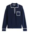 Tommy Hilfiger Contrast Polo Jumper With Silk In Late Night Navy Blue