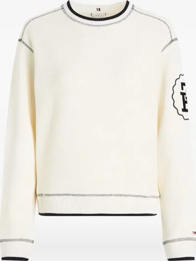 TOMMY HILFIGER CONTRAST-STITCHING SWEATSHIRT
