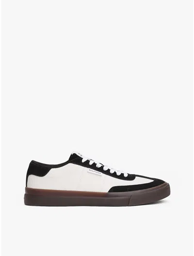 Tommy Hilfiger Contrast Suede Sneaker In Ecru