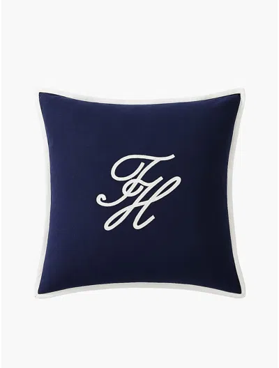 Tommy Hilfiger Contrast Th Monogram Logo Pillow In Blue