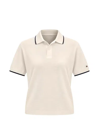 Tommy Hilfiger Contrast-trim Knitted Polo Shirt In Neutral