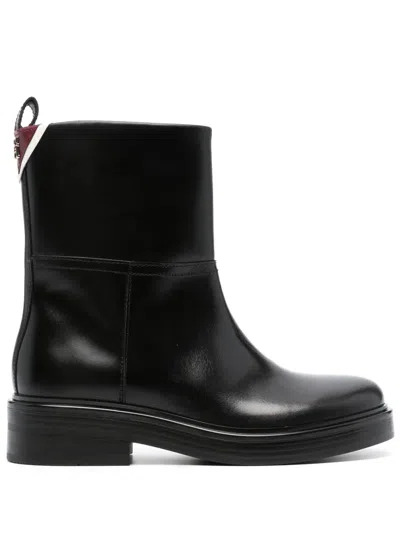 Tommy Hilfiger Cool Leather Ankle Boots In Black