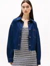 Tommy Hilfiger Copped Denim Shirt Jacket In Dark Denim