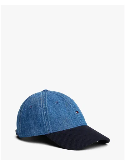 Tommy Hilfiger Corduroy & Denim Baseball Cap In Blue