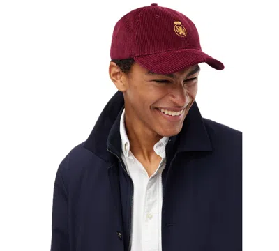 Tommy Hilfiger Corduroy Embroidered Baseball Cap In Burgundy