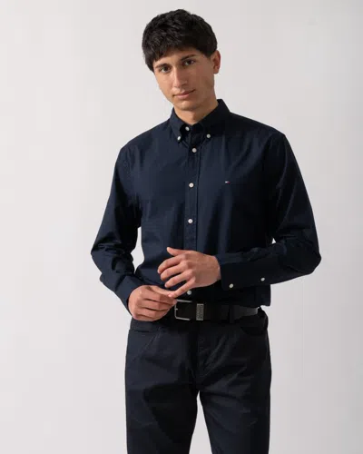 Tommy Hilfiger Core Flex Poplin Mens Long Sleeve Shirt In Blue